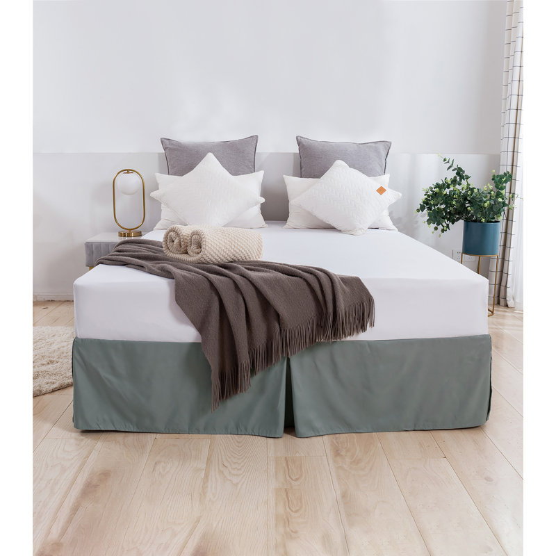 Afia Microfiber Bed Skirt Easy Fit Around Wrinkle Free, Fade Resistant, 16" Drop Length, King, Dark Gray