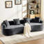 Canapé incurvé en chenille avec 3 coussins, assise profonde pour salon, gris, coussins en mousse à mémoire de forme, aucun montage requis, petit format, appartement, mousse, assemblage, animaux de compagnie admis
