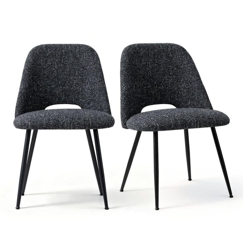 Modern Upholstered Full Back Side Dining Chair, Fabric Black 