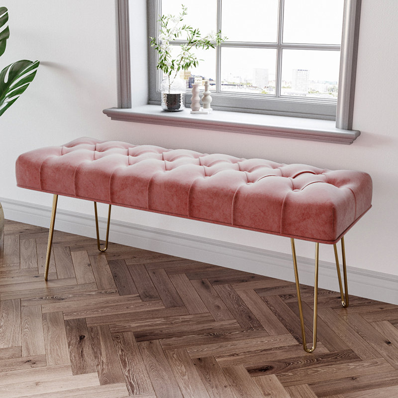 Perseus Upholstered Bench, Pink