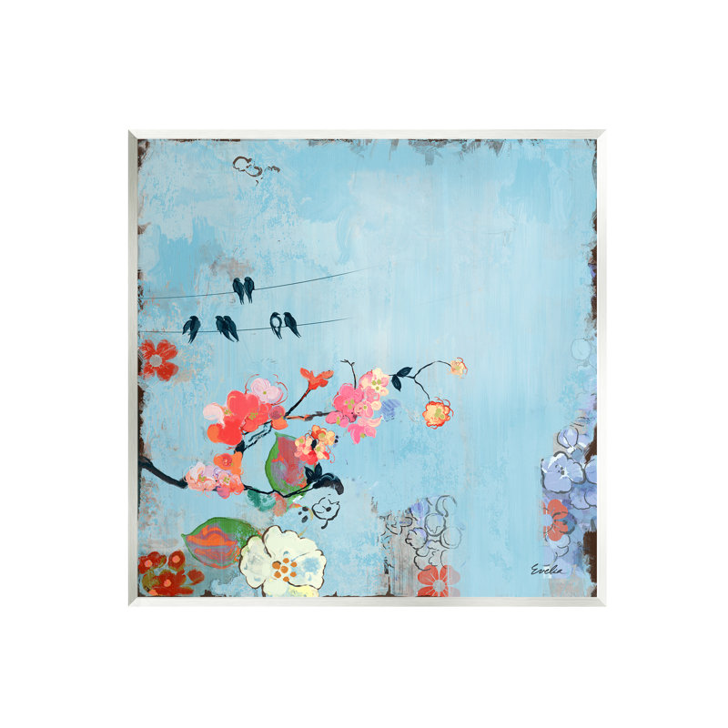Stupell Industries, oiseaux et fleurs modernes, art giclée par Evelia Designs, H 12 po x l 12 po x P 1,5 po