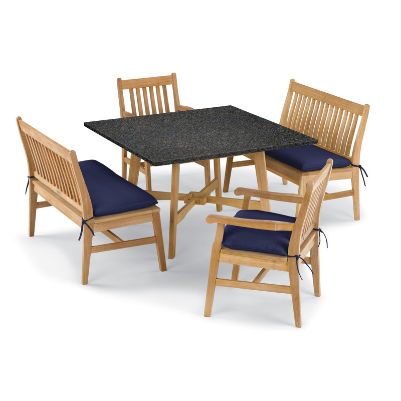 Wexford Outdoor Dining Set with Cushions, Navy Blue