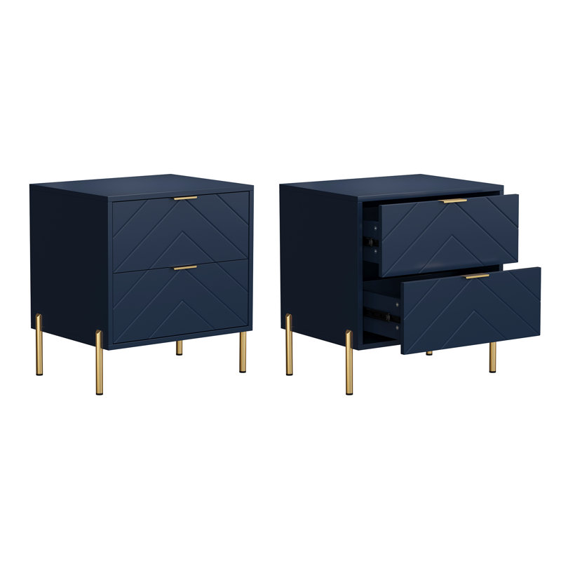 Double Drawer Nightstand (Set Of 2), Blue