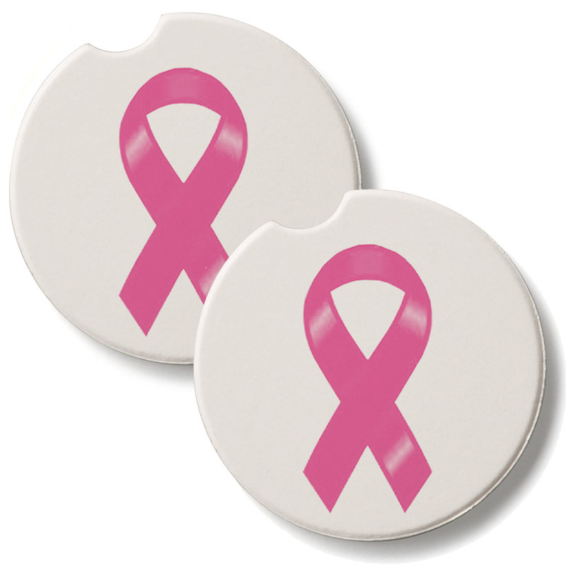 Ensemble de 2 sous-verres Breast Cancer Ribbon