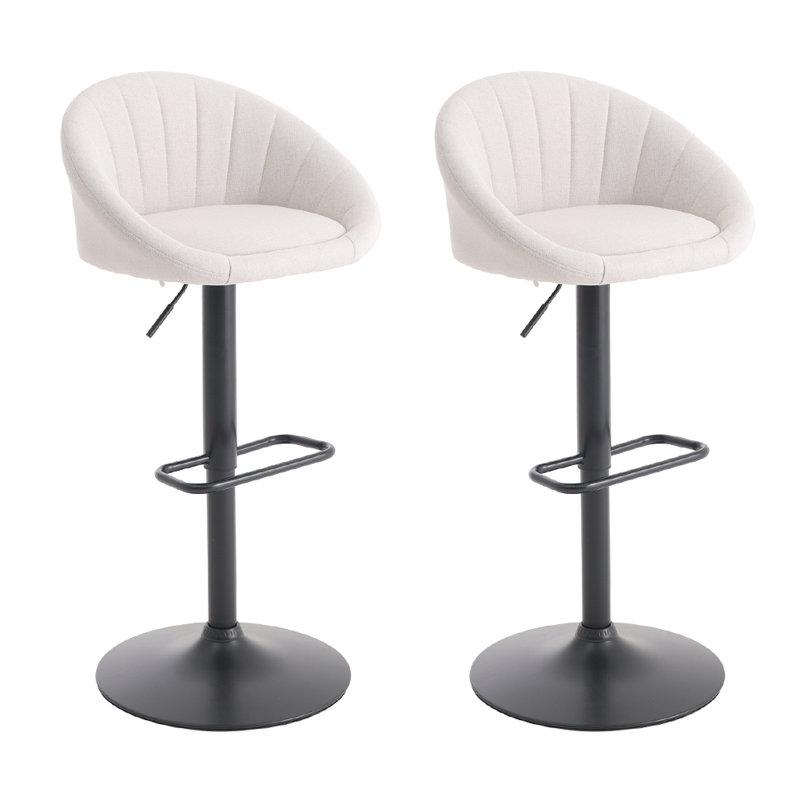 Pigalle Upholstered Adjustable Height Bar Stool, White