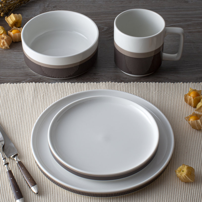 Noritake Colorstax Stripe 4-Piece Place Setting, Service for 1, Brown