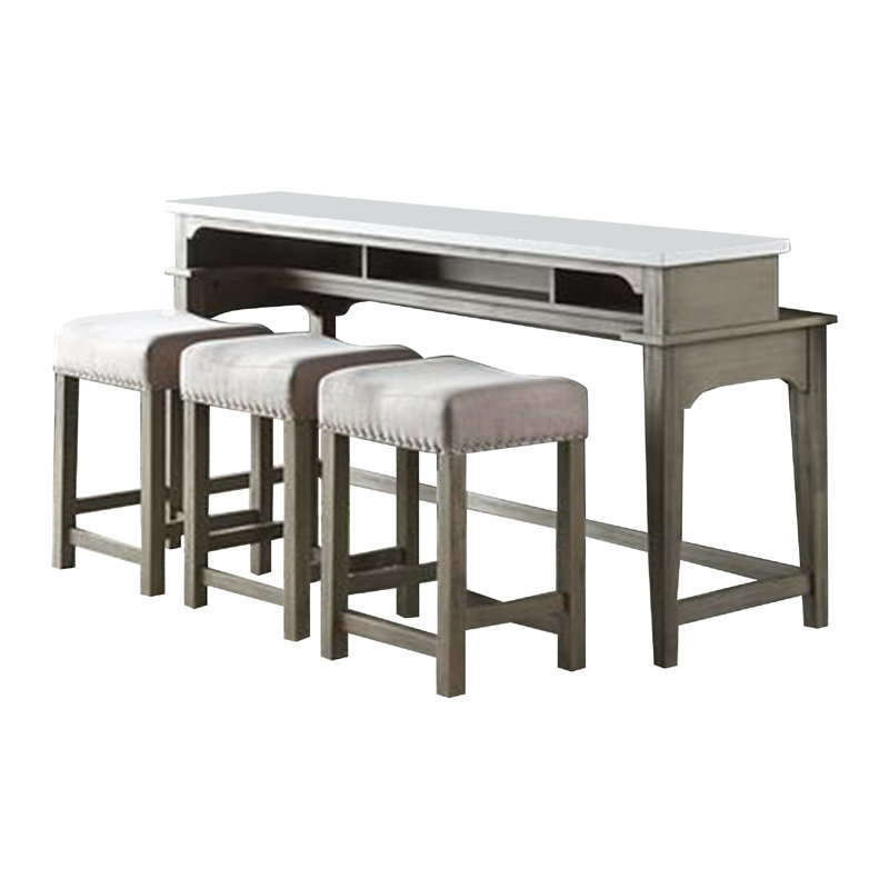 3 - Person Marble Top Four Leg Dining Set