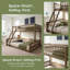 Lit superposé simple au-dessus de grand lit simple en bois massif avec garde-corps et échelle, finition noyer - peu encombrant et convertible-261921004