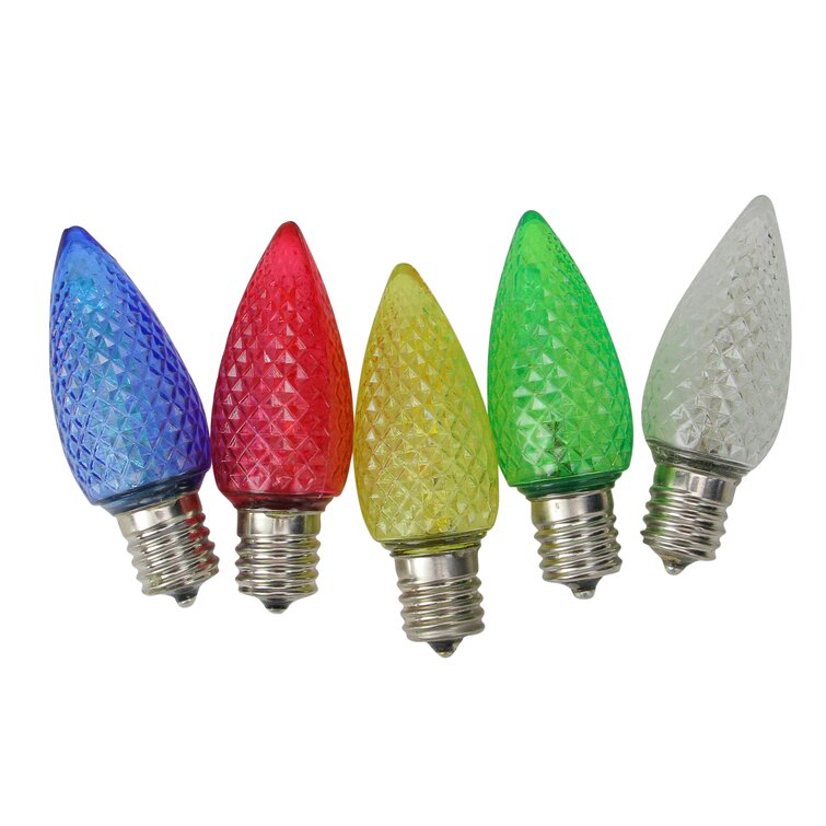 Club Faceted Transparent Multi LED C9 Christmas Replacement Bulbs