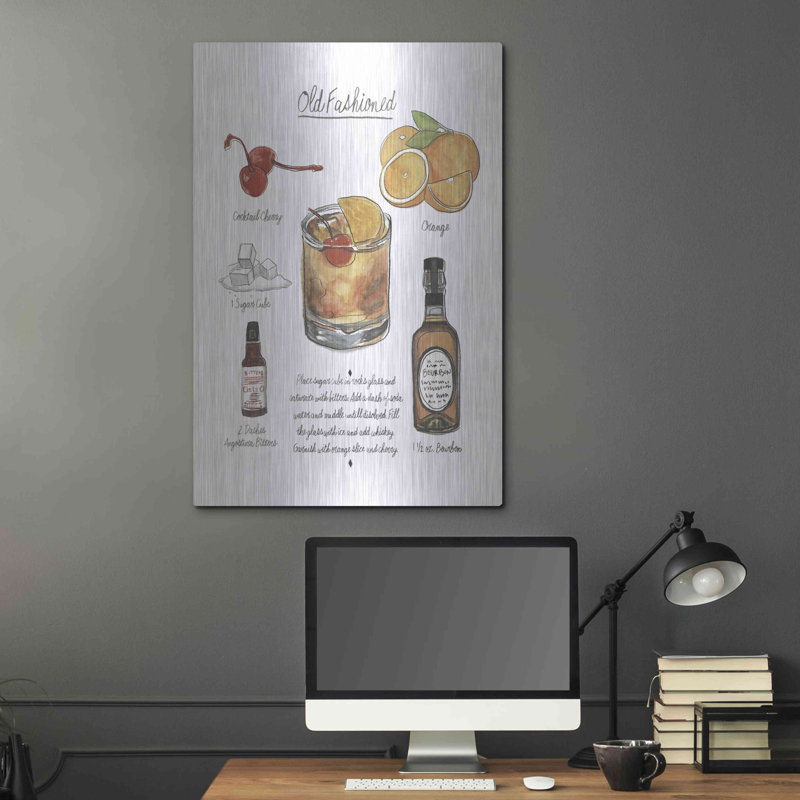 «Classic Cocktail Mojito» par Naomi McCavitt, art mural en métal, 16 po x 24 po, H 36 po x l 24 po
