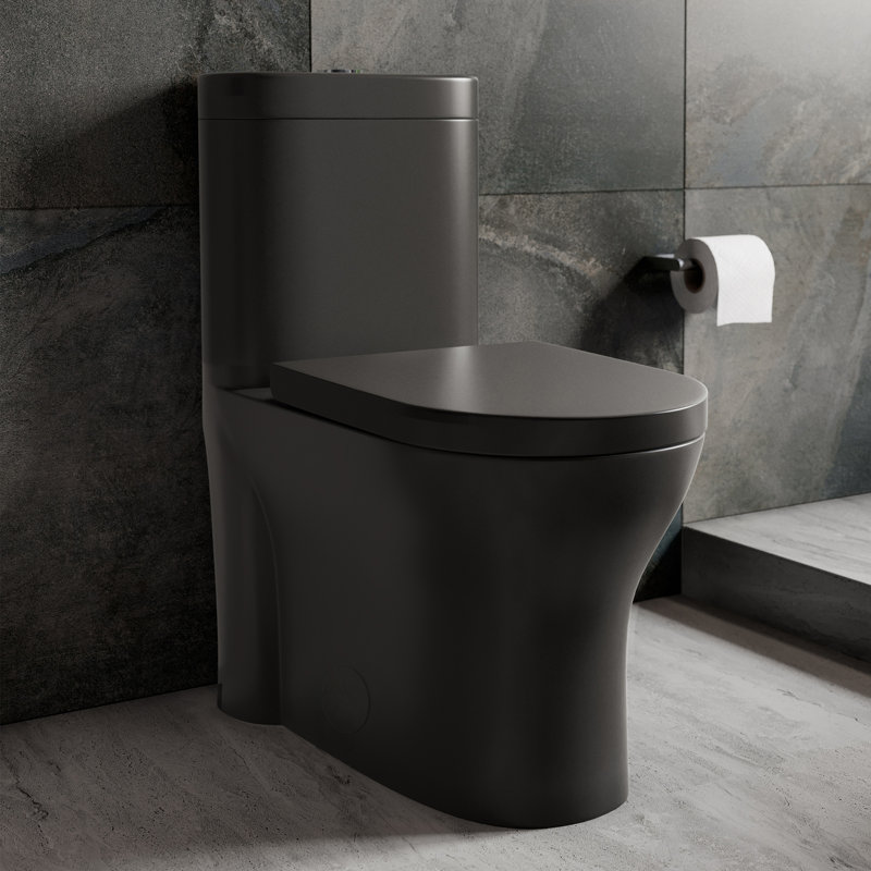 Monaco One-Piece Elongated Toilet Dual-Flush 1.1/1.6 gpf, Matte Black, Dual, Top