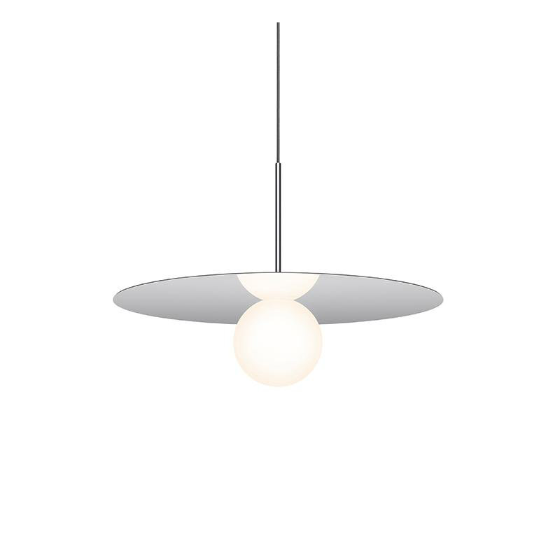 Luminaire suspendu à disque Bola, Chrome, H 14 po x l 18 po x P 18 po