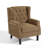Duward Upholstered Brown Button Tufted Wingback Accent Chair with Rolled Arm and Thick Padded Cushion-539228348