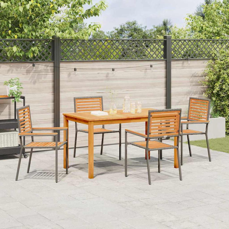 Patio Dining Set with, Grey, 5, Grey, 4