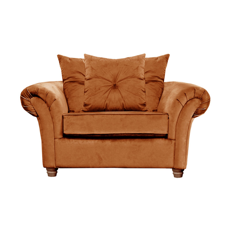 Lila 135cm W Velvet Rolled Arms Loveseat, Burnt Orange
