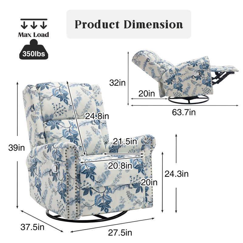 Fauteuil inclinable manuel 27,5 po Askari, Light Blue