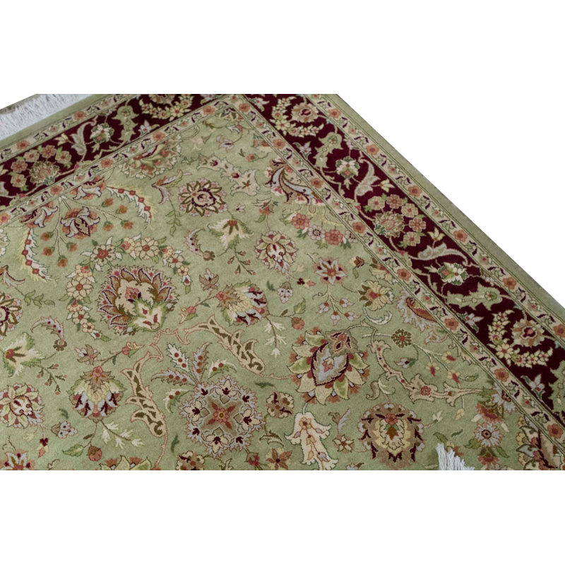 Tapis vert noué à la main de haute qualité