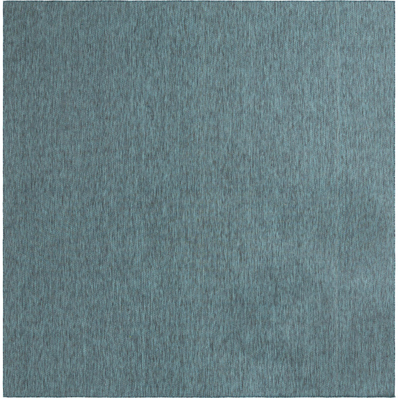Tapis bleu sarcelle intérieur / extérieur Sevim, Carré 13 pi