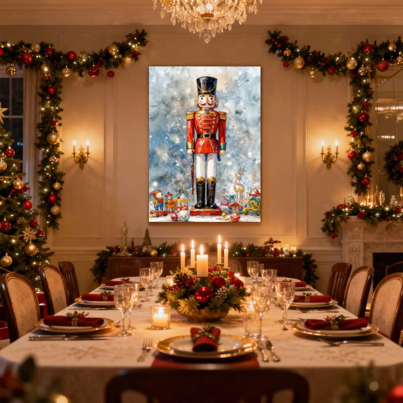Casse-noisette de Noël Soldat, scène de jouets de Noël, ensemble de 3 impressions murales sur toile, H 18 po x l 12 po