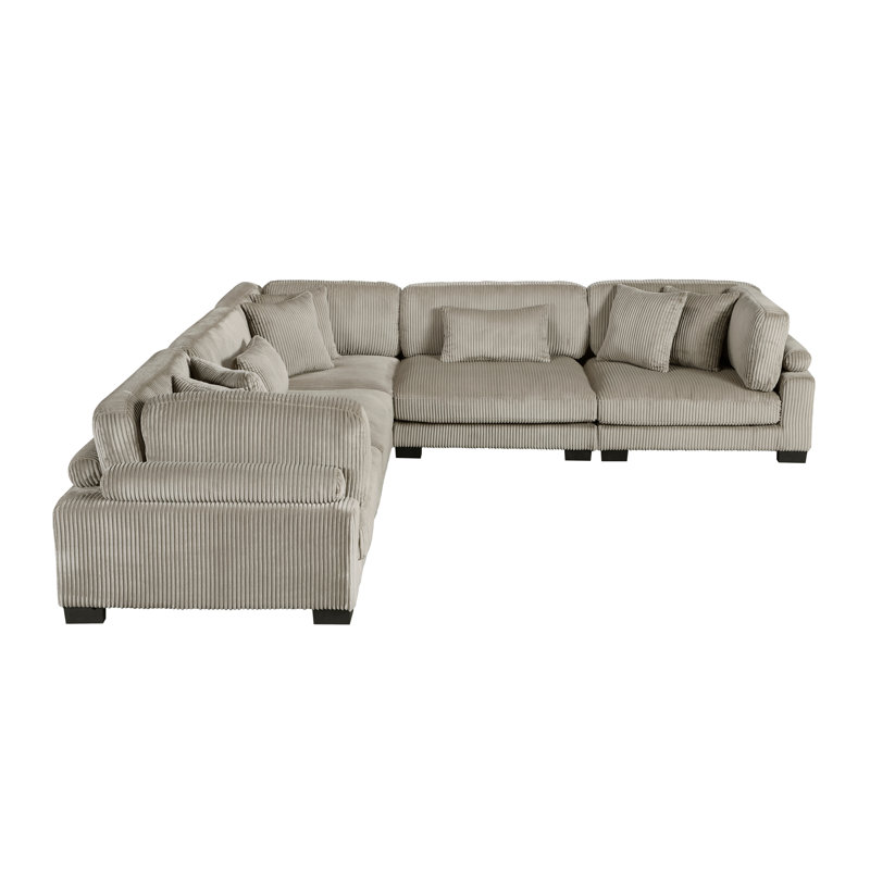 Beth 4-piece L-shape Modular Sectional, Taupe Corduroy, 34.5" H x 135" W x 90" D, Symmetrical