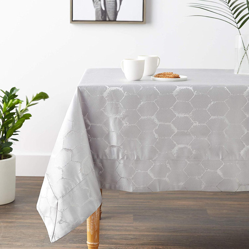 Westphal Honeycomb Damask Tablecloth, Silver, 108" x 70"