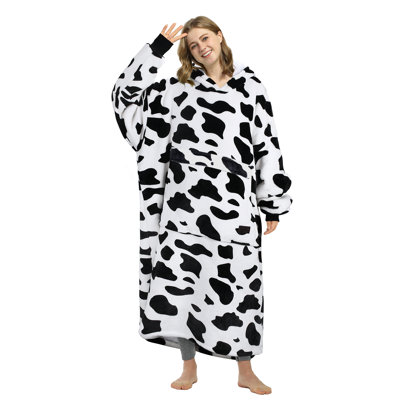 Full Body Blanket Hoodie Sweatshirt, Extra Long Oversized Comfortable Sherpa Lounging Pullover