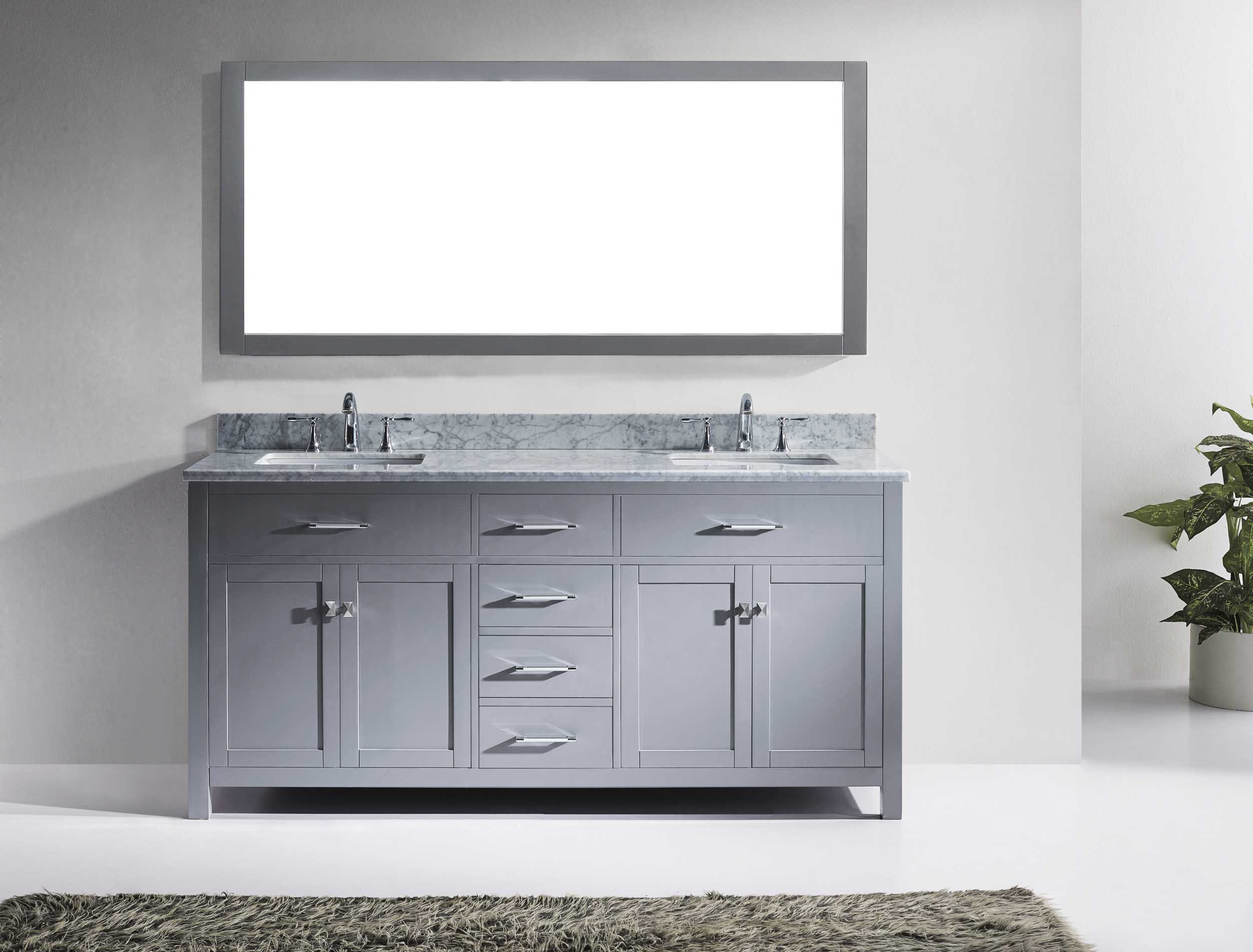 Virtu USA Caroline 72" Double Bathroom Vanity Set with Carrara White ...