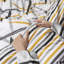 Luxury Duvet Cover Microfiber ochre Striped With Pillowcases King, Double,-108739314