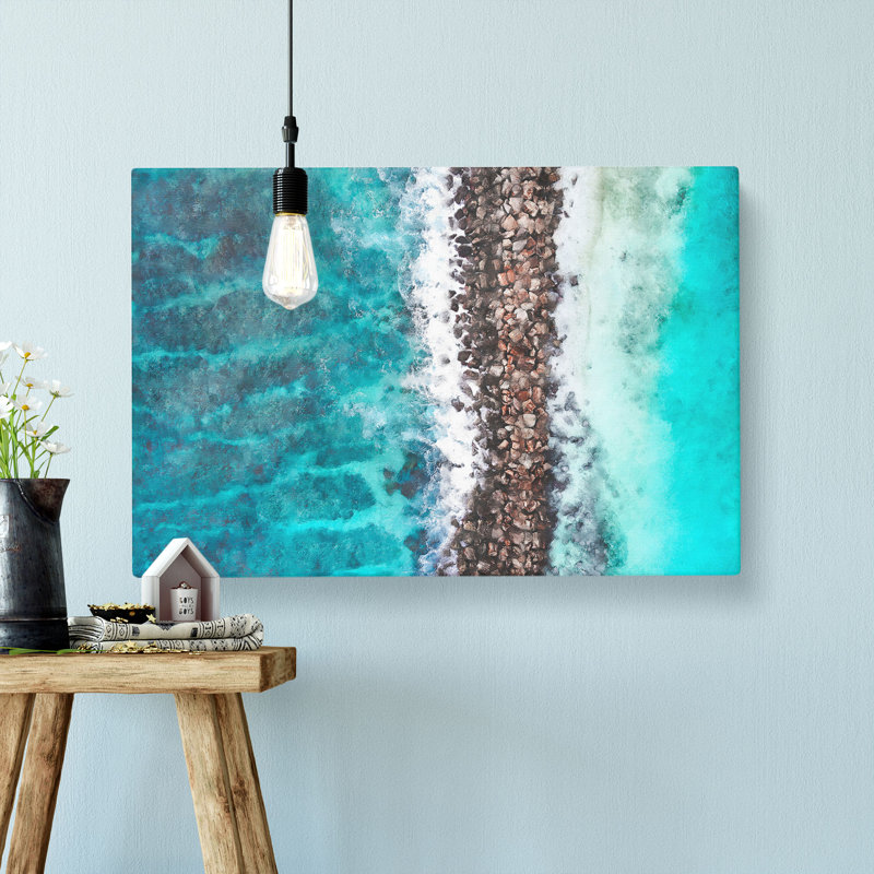 Beach Road Across The Ocean Painting - Wrapped Canvas, 50cm H x 76cm W x 3cm D