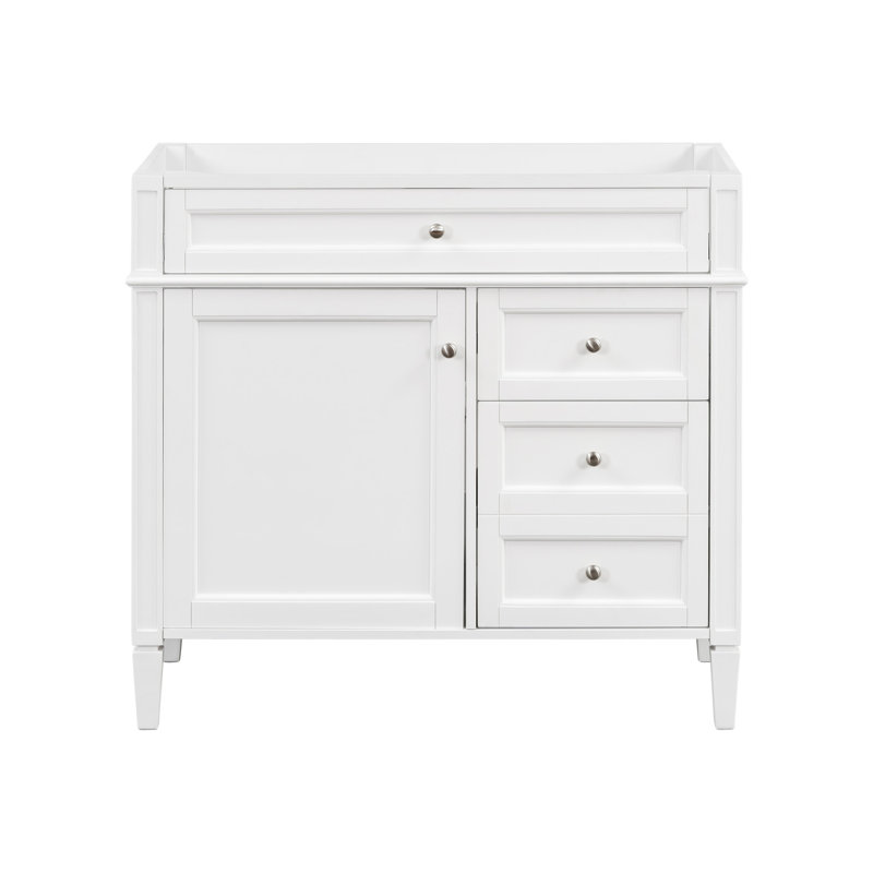 36'' Bathroom Vanity Without Top Sink, Modern Bathroom Storage Cabinet With 2 Drawers And A Tip-Out Drawer, Solid Wood Frame (NOT INCLUDE BASIN SINK)