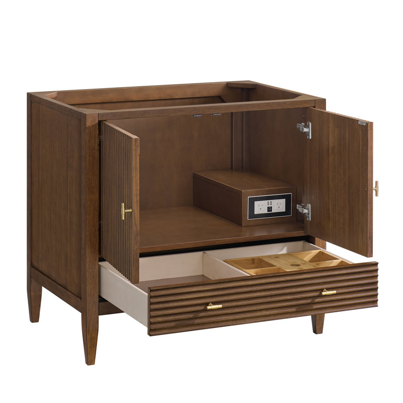 Myrrin 36'' W Single Bathroom Vanity Base, Brown