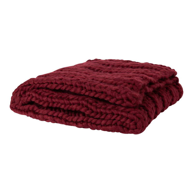 Chunky Knit Throw Blanket, Red