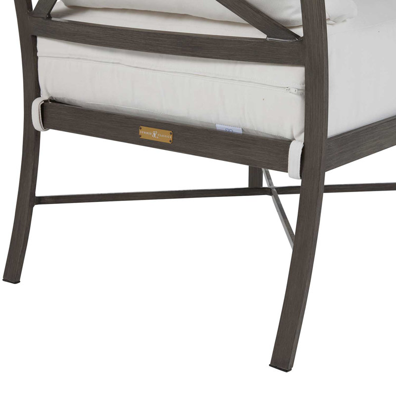 Monaco Arm Chair with Cushions, Natural White, Slate Gray, No Welt