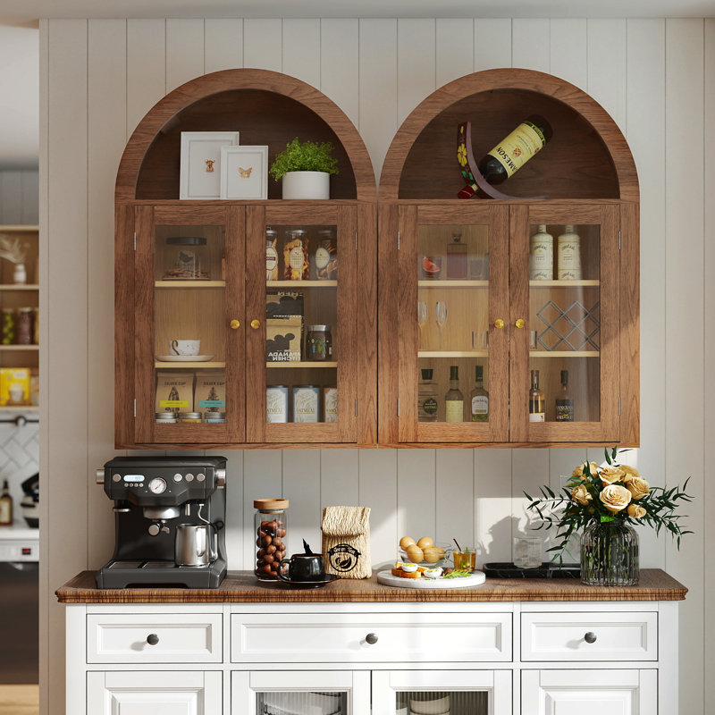 31.5"h Arch Wall Mounted Bathroom Cabinet, Brown, Brown