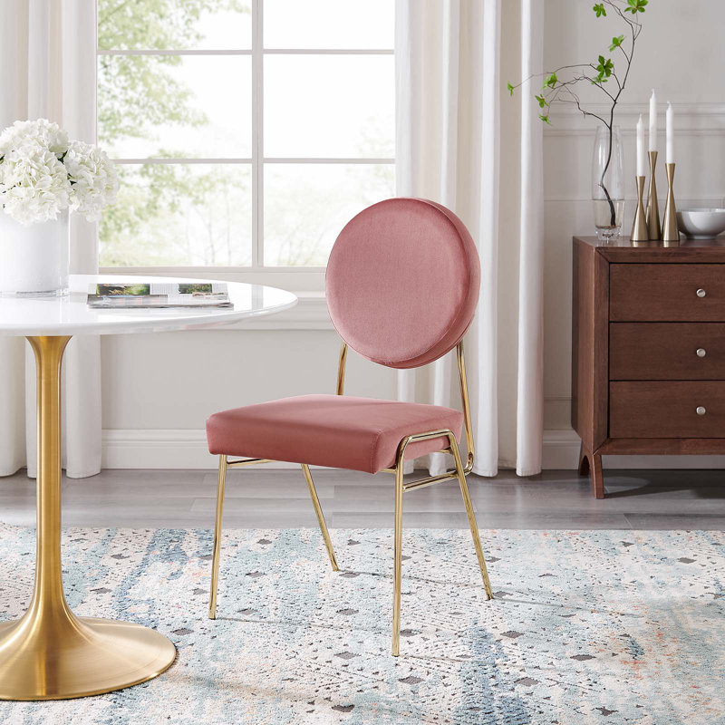 Chaise d'appoint en velours Craft Performance par Modway, Velours vieux rose, Or
