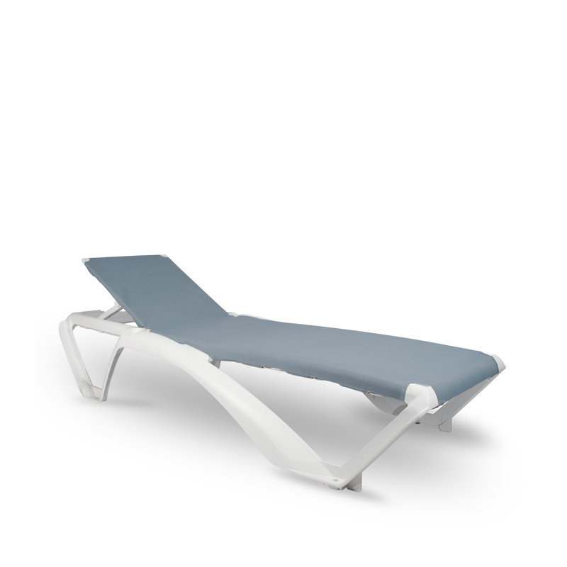 Marina Club Sunlounger, White, Atlantic Blue