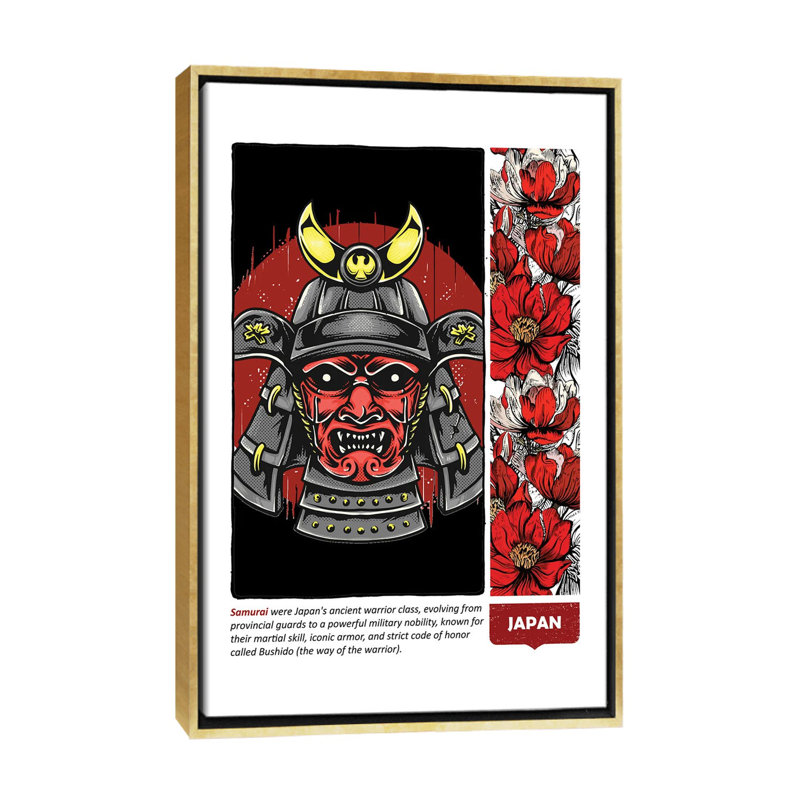 «Japon VI», reproduction d'art sur toile encadrée, H 40 po x l 26 po, Impression sur toile flottante sans passe-partout, Doré