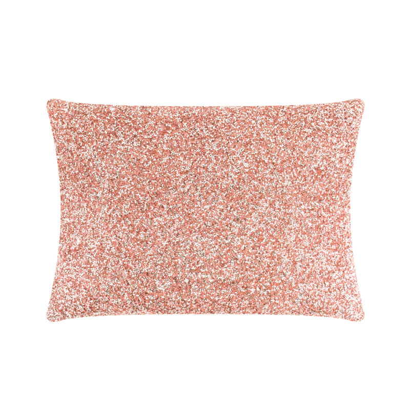 Sparkles Home Luminous Velvet Rhinestone Throw Pillow | Feather Insert | Home Décor Accent, Pink, Rectangle 14"H x 20"W