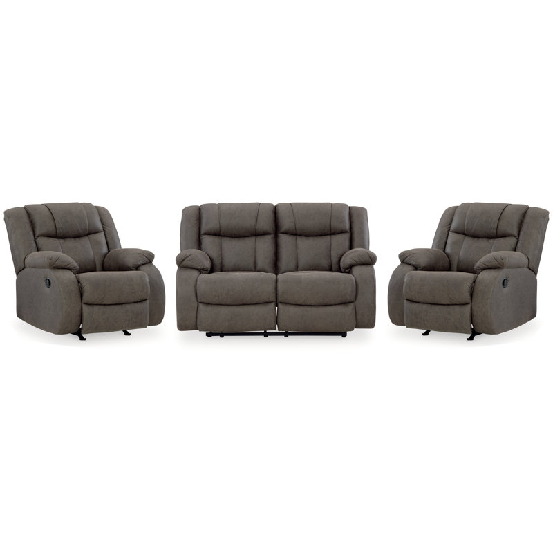 First Base Reclining Loveseat and 2 Recliners