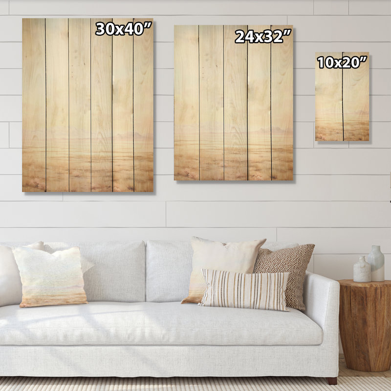 «Pastel Plains Of Tranquility I», art mural en bois minimaliste sur bois de pin naturel, H 20 po x l 10 po