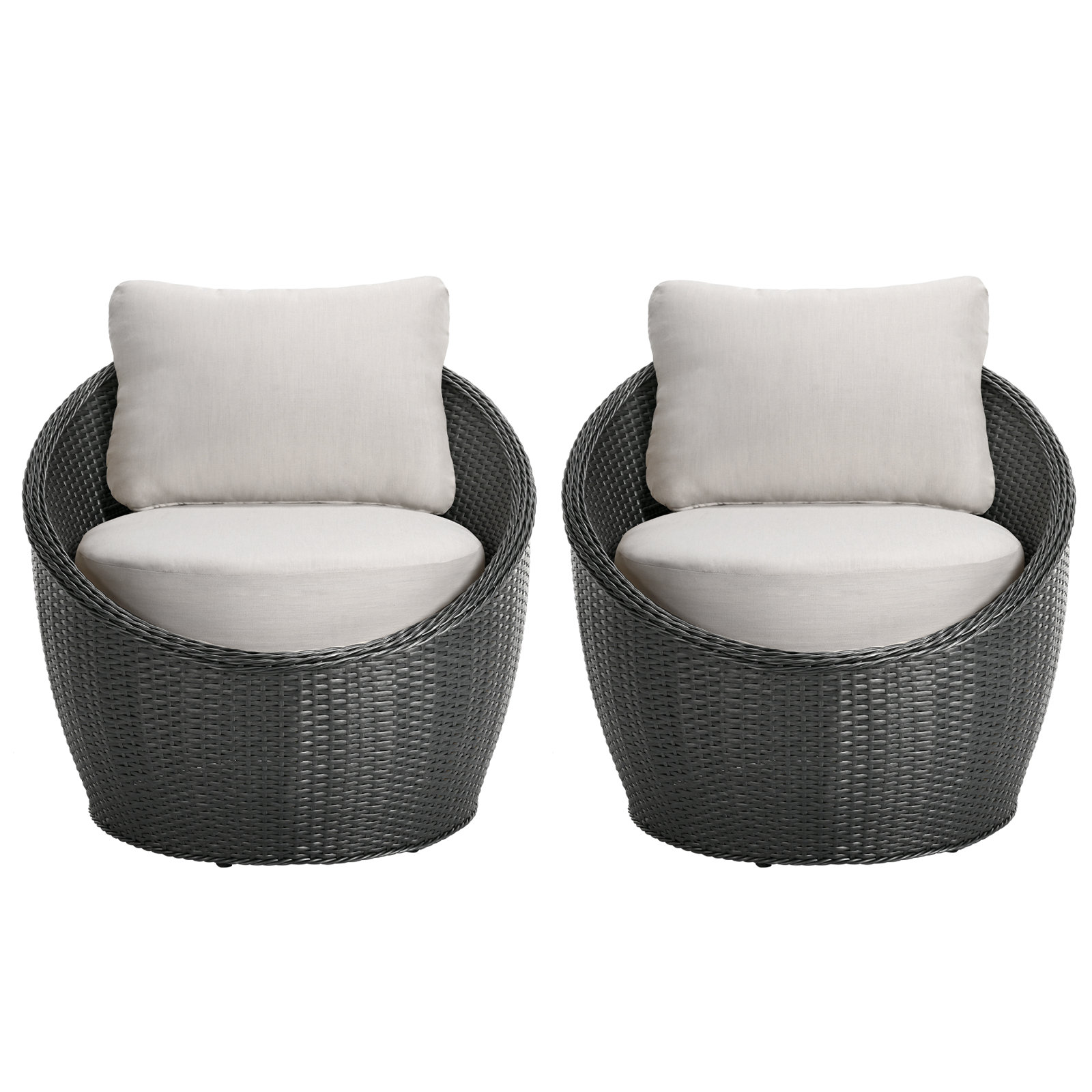 Leyton Wicker Patio Lounge Chairs, Black