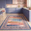 Tapis à rayures modernes Trellis, style moderne, bleu sarcelle, rose et crème, lavable à la machine, antidérapant, à poils courts, pour l'intérieur et l'extérieur, adapté aux animaux domestiques, idéal pour le salon, la chambre, la salle à manger, l'entrée, le couloir ou le bureau.-2051641509