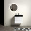 Meuble-lavabo flottant 24 po - Blanc et noir élégant, options de rangement généreuses, mouvement silencieux, meuble-lavabo de salle de bain biseauté chic avec lavabo noir, Modern Grace, rangement abondant, et-486132686-486132684