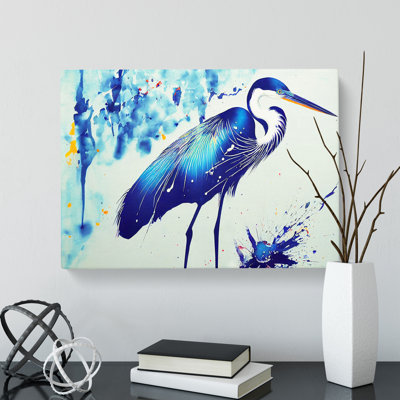 Splashed Heron Bird Vol.2 Abstract - Wrapped Canvas