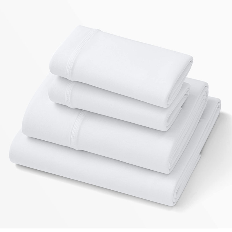 Purple SoftStretch Sheets, True White, Split King Sheet Set + Fitted Sheet + Pillowcase