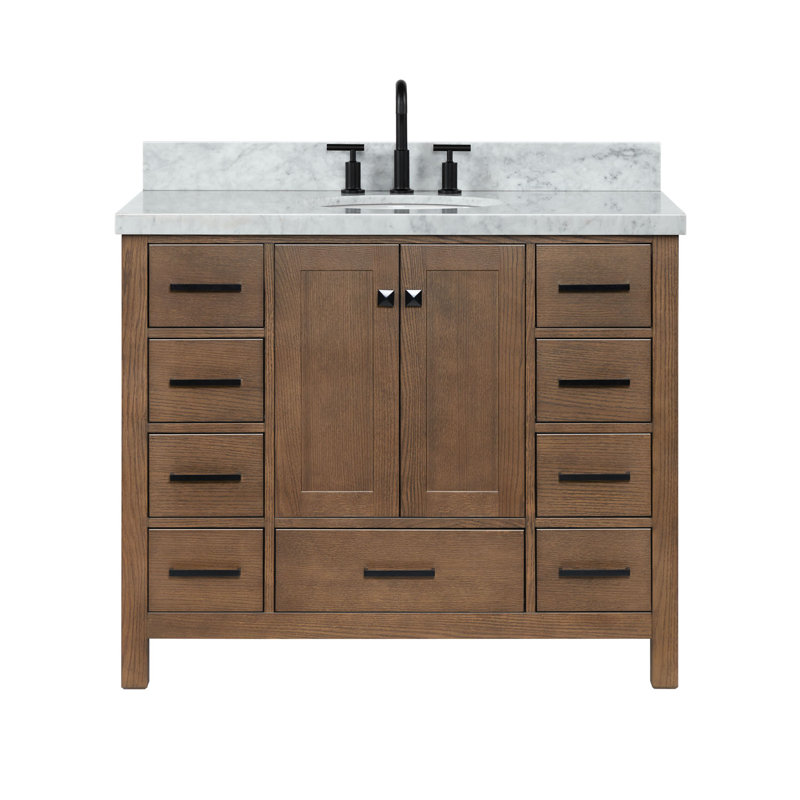 Ensemble de meuble-lavabo simple 43 po Amariani, Chêne brun / noir mat