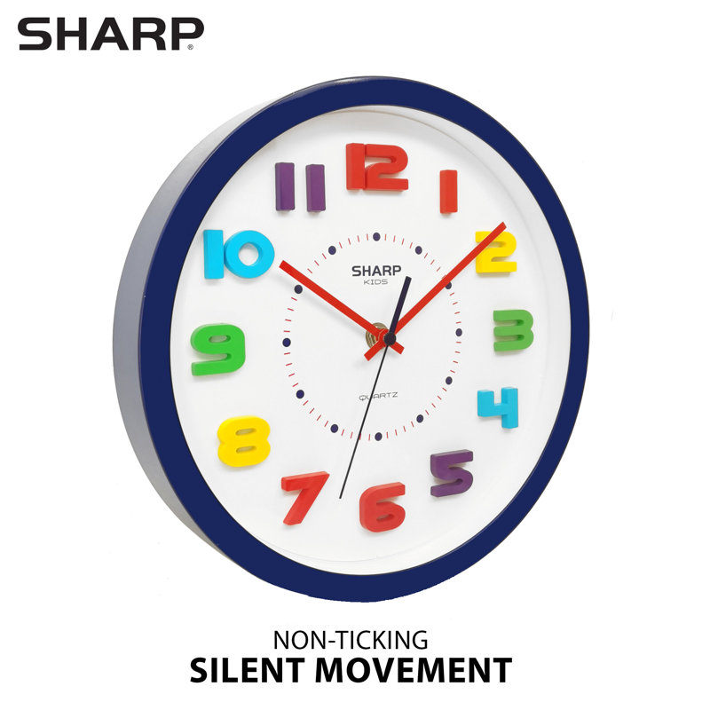 Sharp Colorful Kids Wall Clock, 10'', Battery Operated