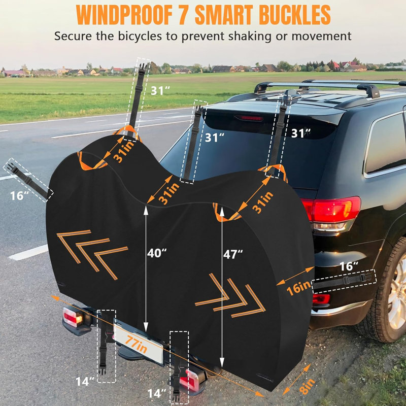 Housse pour vélo pour transport sur support à vélos, H 3,91 pi x l 6,41 pi x P 2,58 pi