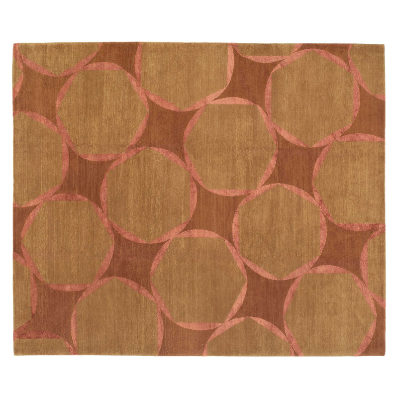 Tranquility Geometric Area Rug in Brown/Pink, Rectangle 8' x 10'
