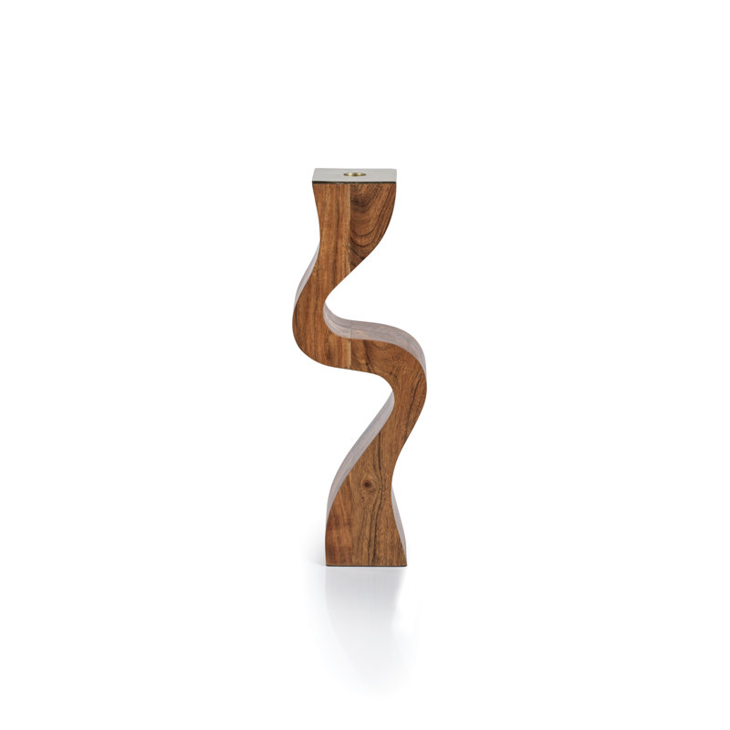 Bougeoir de table en bois d'acacia, H 15 po x l 3,25 po x P 3,25 po